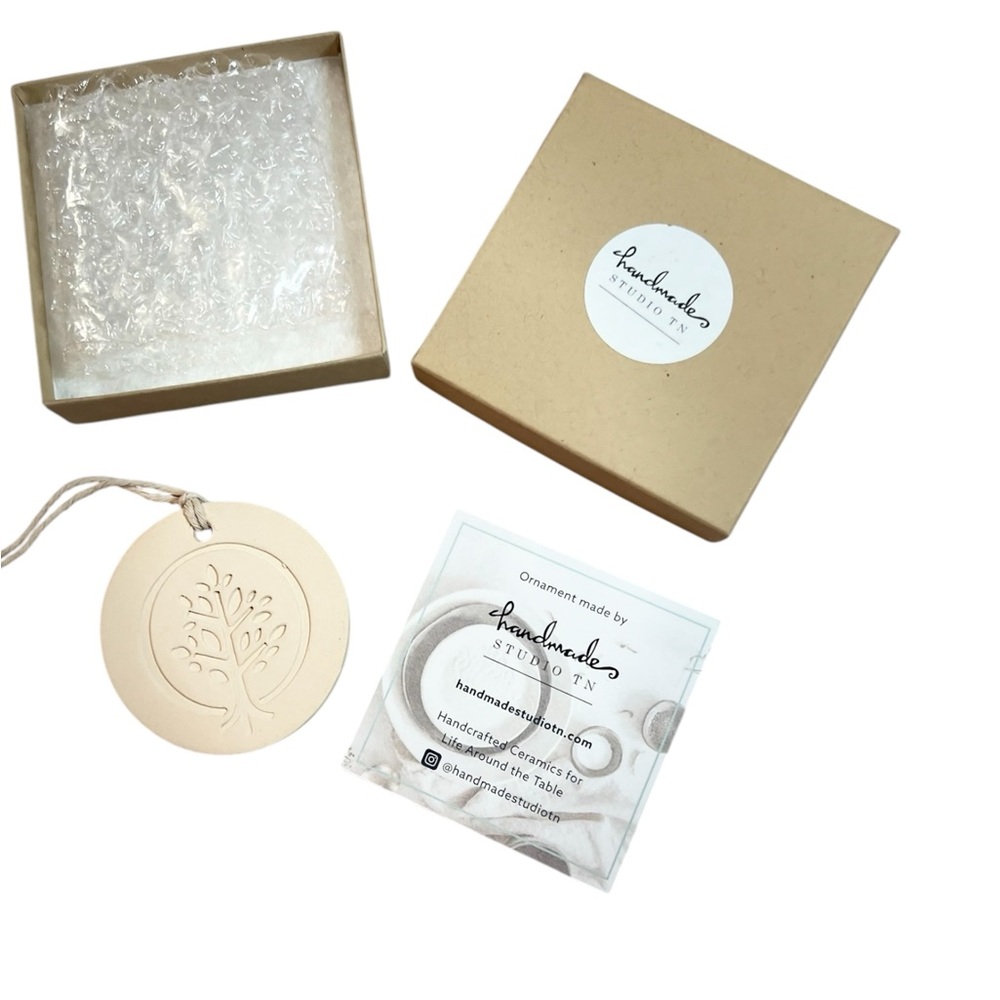 Handmade Studio TN Cream Ceramic Christmas Ornament